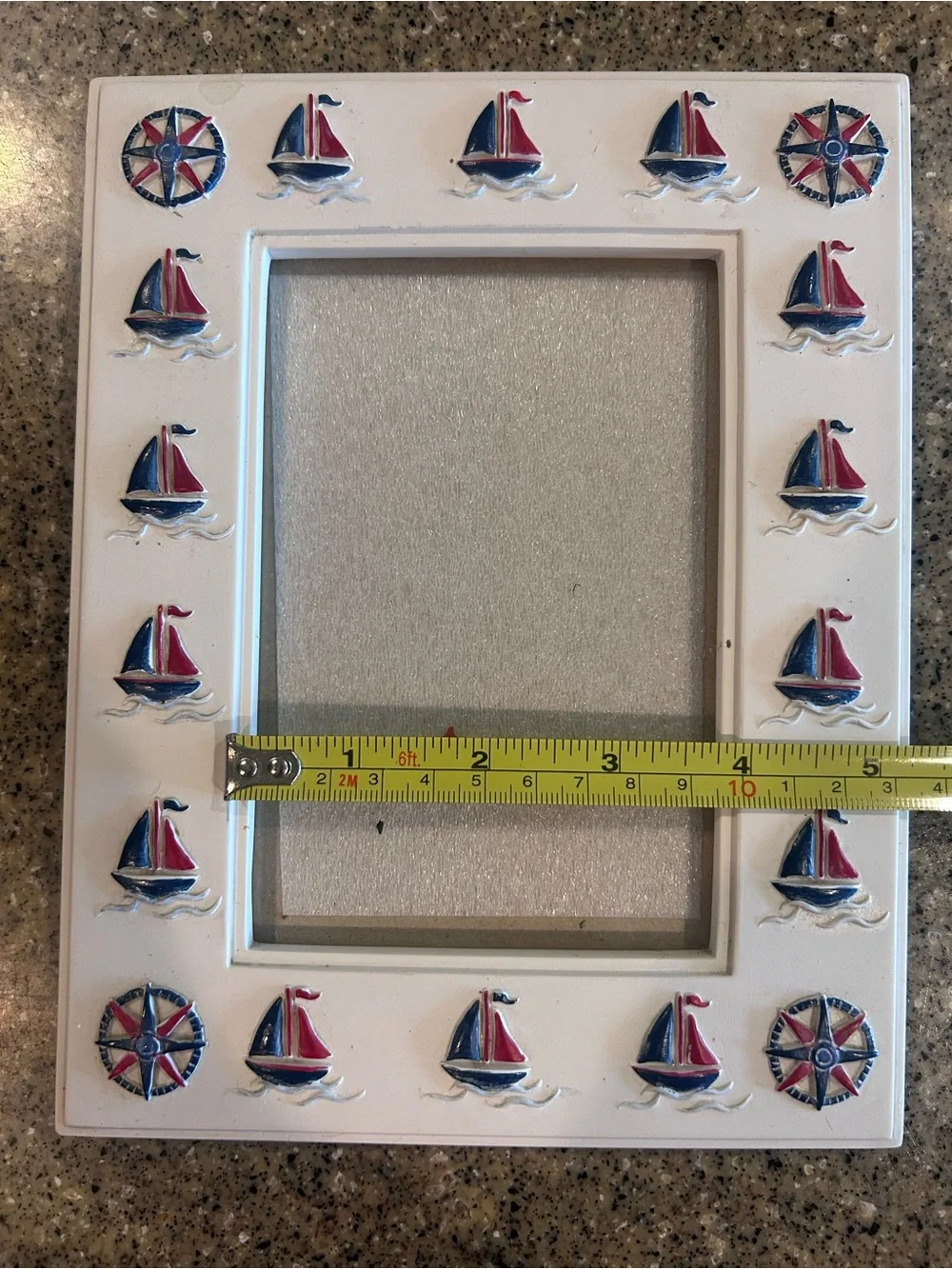 Nautical Sailboat Portrait 4x6 White Picture Frame with Red Blue